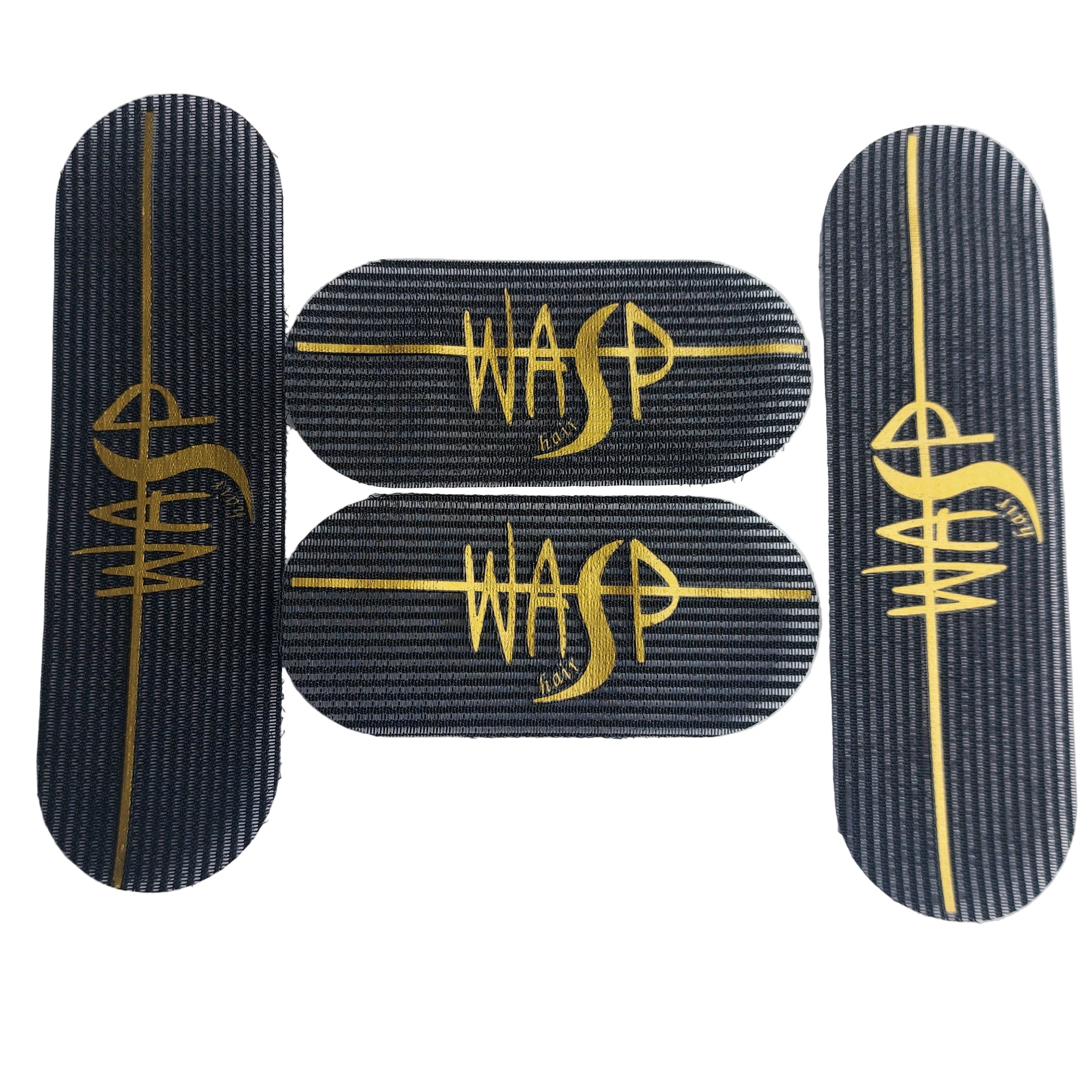 WASP Hair  salon hair gripper multi-pack including small and parge pads, professional sectioning accessories, two small 11x5cm and two large 17x5cm black hair gripers 