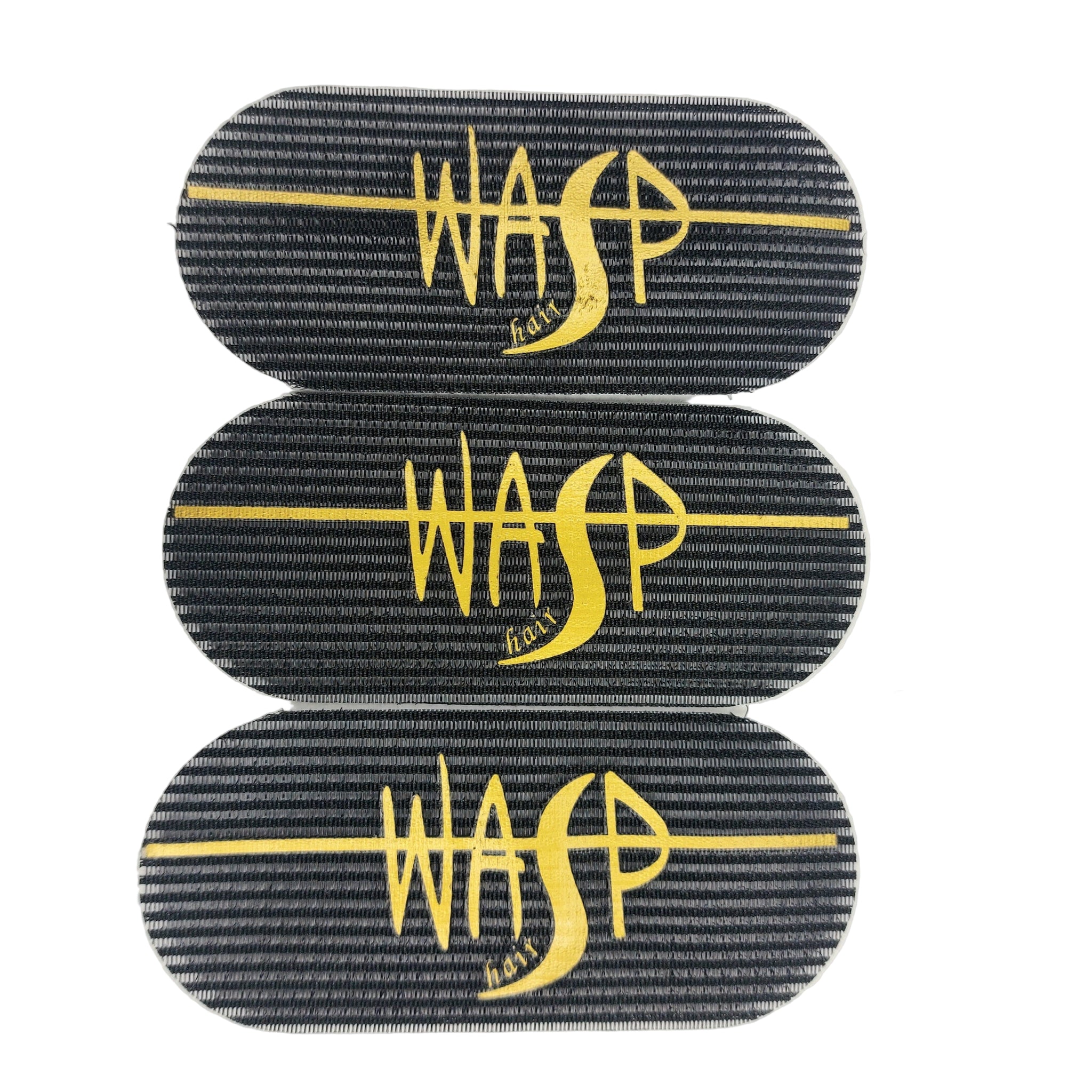 WASP Hair Gripper Small Triple Pack-three 11x5cm black small hair grippers , black Velcro sectioning pads for hair extension installation.